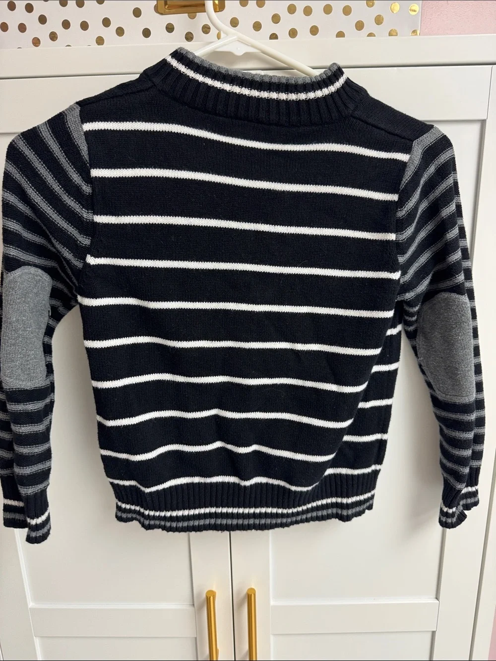 Hanna Andersson Black, White & Gray Striped Zip-Up Sweater